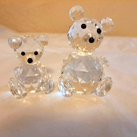 Swarovski Crystal Mama & Baby Teddy Bear Figurines NO Box